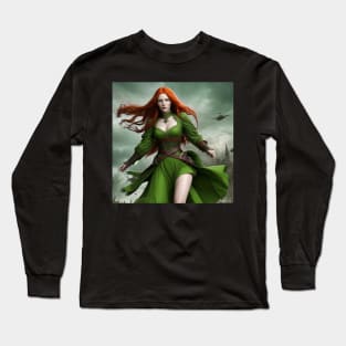 Sorceress in Green Robe Long Sleeve T-Shirt